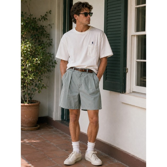 Polo Ralph Lauren Other - Polo Ralph Lauren Sage Green Pleated Chino Shorts Cotton Twill Relaxed